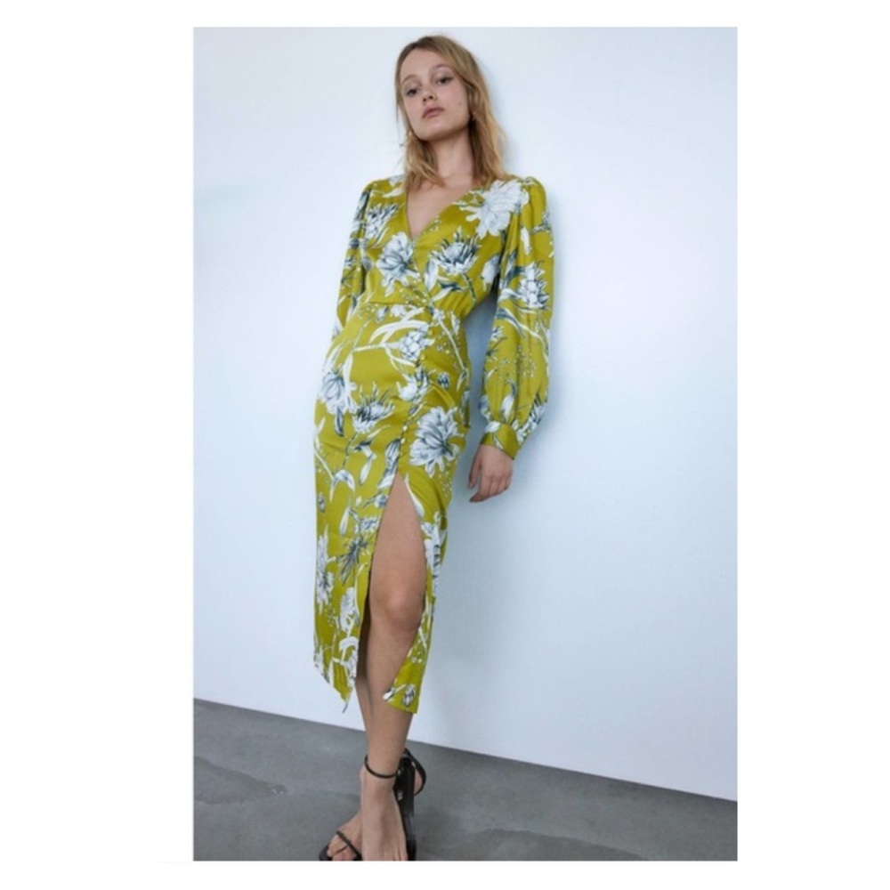 Lime green Zara MIDI dress size L